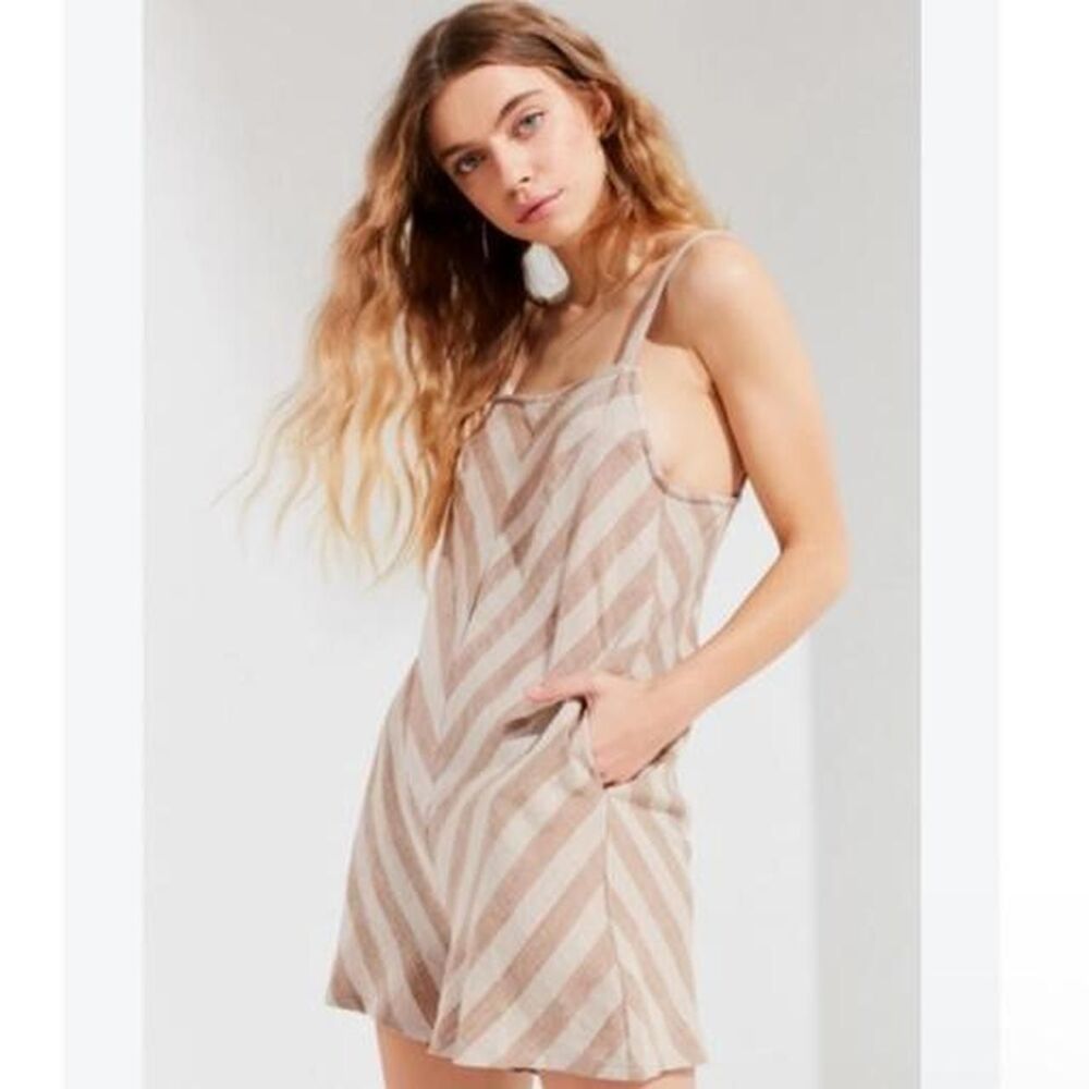 Urban-outfitters Women's Brown and Tan Playsuit-romper